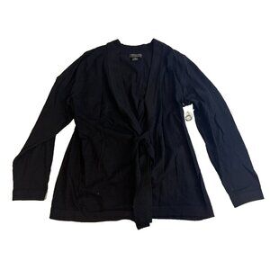 Sarah Spencer Women's Black 100% Merino Wool Open Front Cardigan Size 3X